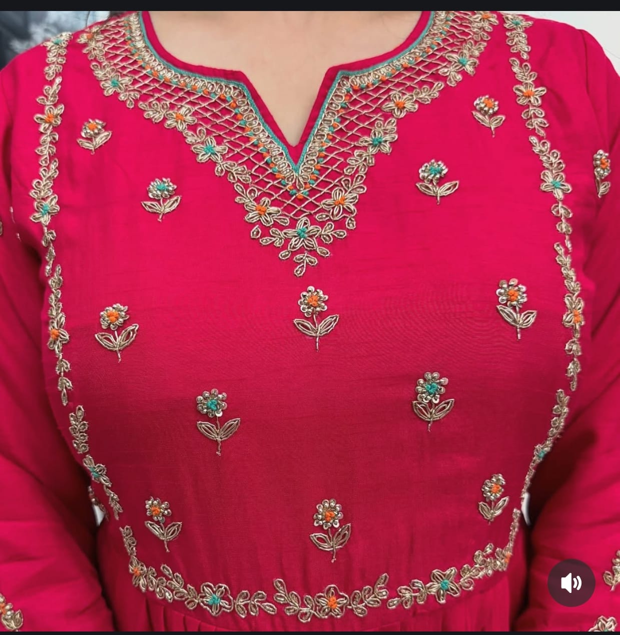 Premium Anarkali Gown with Embroidered Yoke & Nazmin Dupatta