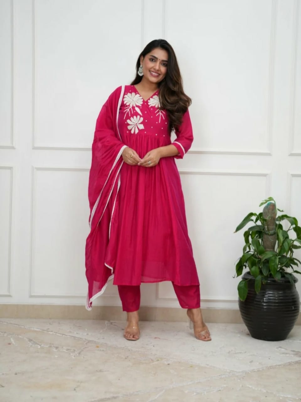 Gulbahaar Pink Flair Cotton Kurta Set