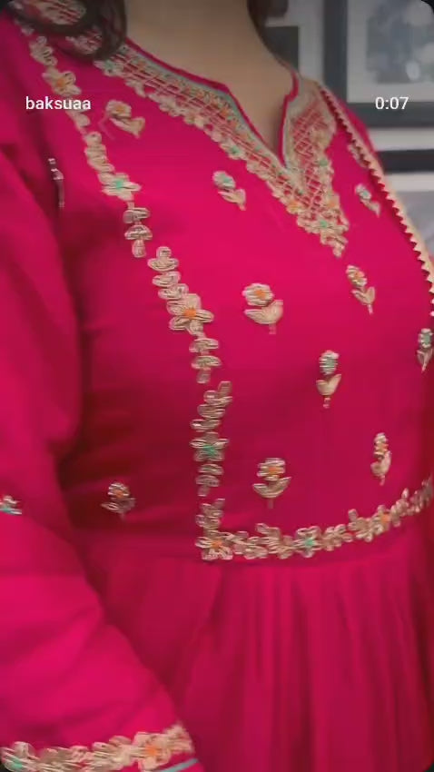 Premium Anarkali Gown with Embroidered Yoke & Nazmin Dupatta